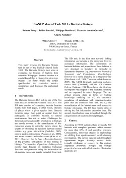 BioNLP shared Task 2011 - Bacteria Biotope
