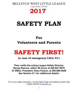 Safety Manual for Bellevue West Little League 2017