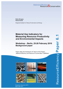 Material Use Indicators for Measuring Resource Productivity and