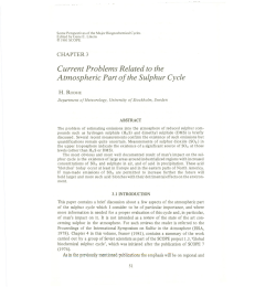 3. Current problems related to the atmospheric part of the sulphur