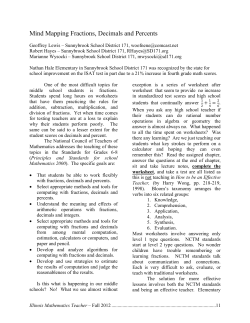 Mind Mapping Fractions, Decimals and Percents