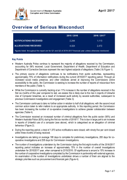 Overview of Serious Misconduct - Corruption and Crime Commission