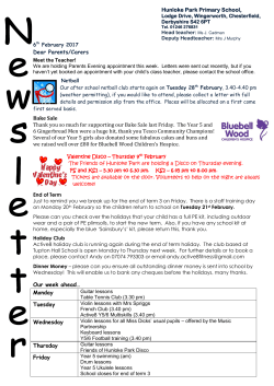 Hunloke Park Primary School, Dear Parents/Carers Bake Sale