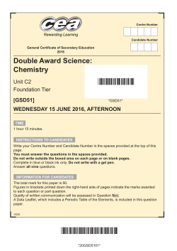 Foundation Tier, Unit C2: Chemistry