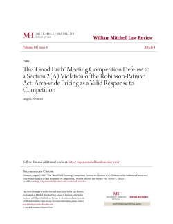 The "Good Faith" Meeting Competition Defense to a Section 2(A