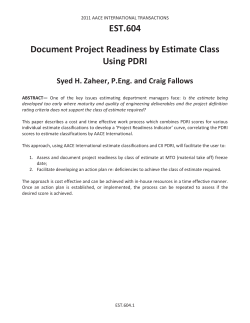 Document Project Readiness by Estimate Class