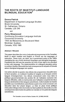 the roots of inuktitut-language bilingual education