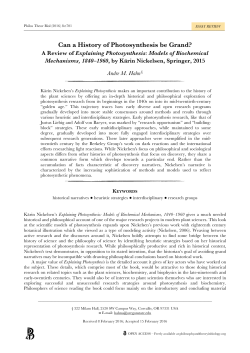 Can a History of Photosynthesis be Grand? - Philsci