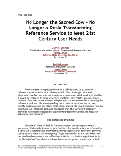 No Longer the Sacred Cow &ndash; No Longer a Desk