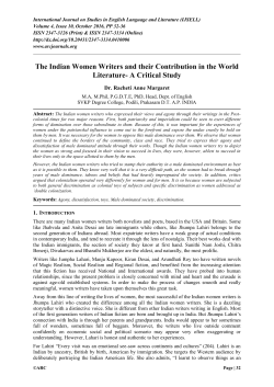 The Indian Women Writers and their Contribution in the World