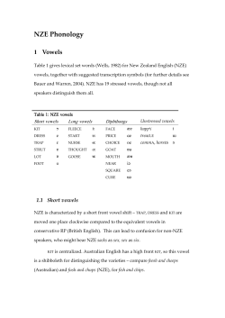 NZE Phonology - Victoria University of Wellington