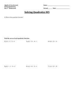 Solving Quadratics WS