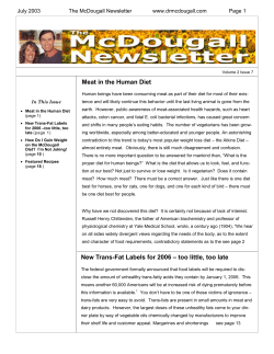 Meat in the Human Diet New Trans-Fat Labels for 2006 &ndash; too little