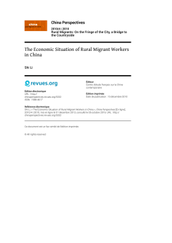 The Economic Situation of Rural Migrant Workers in China