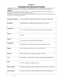 Chapter 7 The Road to the American Revolution