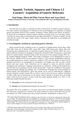 Spanish, Turkish, Japanese and Chinese L2 Learners` Acquisition of