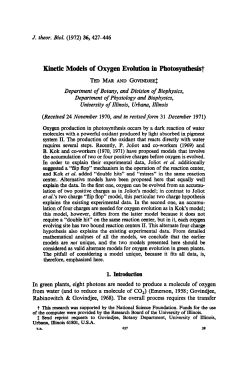Kinetic Models of Oxygen Evolution in Photosynthesis.