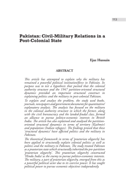 Pakistan: Civil-Military Relations in a Post-Colonial State