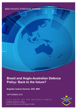 Brexit and Anglo-Australian Defence Policy: Back to the future?