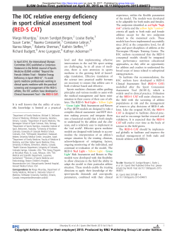 The IOC relative energy deficiency in sport clinical assessment tool