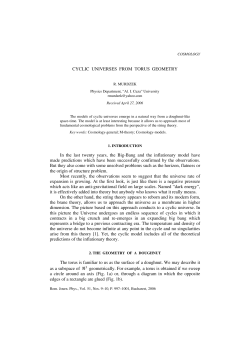 CYCLIC UNIVERSES FROM TORUS GEOMETRY In the last twenty