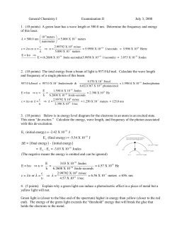 General Chemistry I Examnination II July 3, 2008 1.