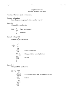 Chapter 7 Section 1 Percent, Decimals, Fractions. Meaning