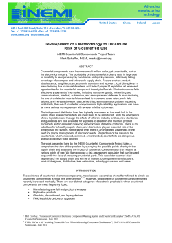 Development of a Methodology to Determine Risk of Counterfeit Use