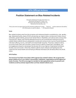 Position Statement on Bias-Related Incidents