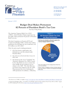 Budget Deal Makes Permanent 82 Percent of President Bush`s Tax