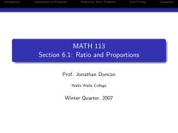 MATH 113 Section 6.1: Ratio and Proportions