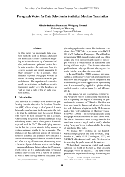 Mirela-Stefania Duma and Wolfgang Menzel: Paragraph Vector for