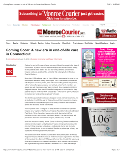 Coming Soon: A new era in end-of-life care in Connecticut | Monroe