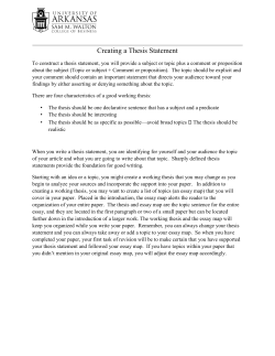 Creating a Thesis Statement