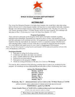SHEA`S EDUCATION DEPARTMENT ACTING OUT Acting Out