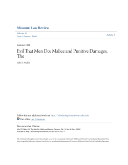 Evil That Men Do: Malice and Punitive Damages, The