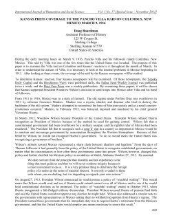 KANSAS PRESS COVERAGE TO THE PANCHO VILLA RAID ON