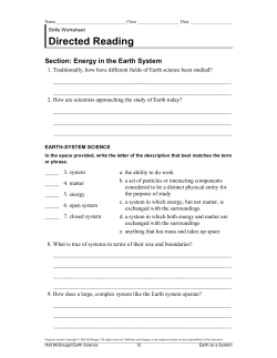Directed Reading Section: Energy in the Earth System