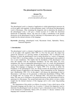 The phonological word in Mycenaean Jeroen Vis