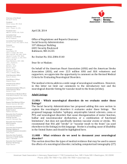 Comments to SSA on Medical Criteria for Evaluating Neurological