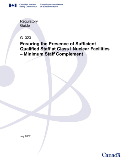 Ensuring the Presence of Sufficient Qualified Staff at Class I Nuclear