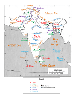 Legend &bull; States &bull; Cities &bull; Landform Mt. Everest &bull; River Karnaphuli