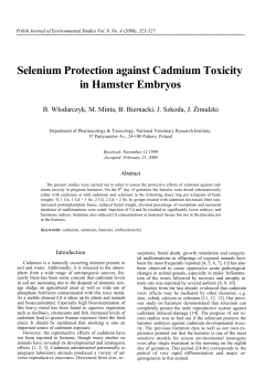 Selenium Protection against Cadmium Toxicity in Hamster Embryos