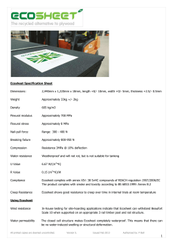 1 Ecosheet Specification Sheet Dimensions: 2,440mm x 1,220mm x