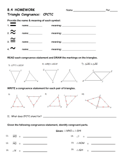 8.4 HOMEWORK Triangle Congruence: CPCTC