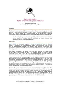 Statewatch analysis Rights for Criminal Suspects and EU law