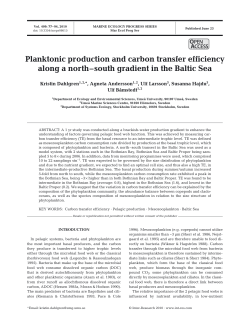 Planktonic production and carbon transfer efficiency along a north