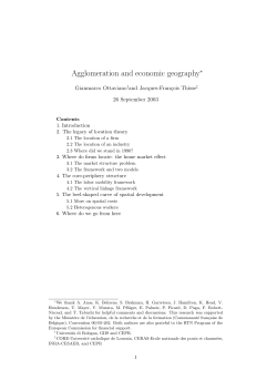 Agglomeration and economic geography