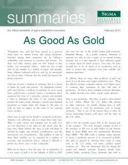 As Good As Gold - Sigma Investment Counselors