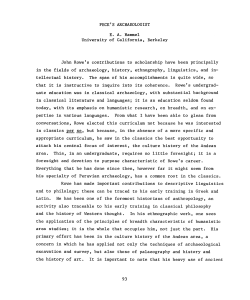 PECK`S ARCHAEOLOGIST E. A. Hammel University of California